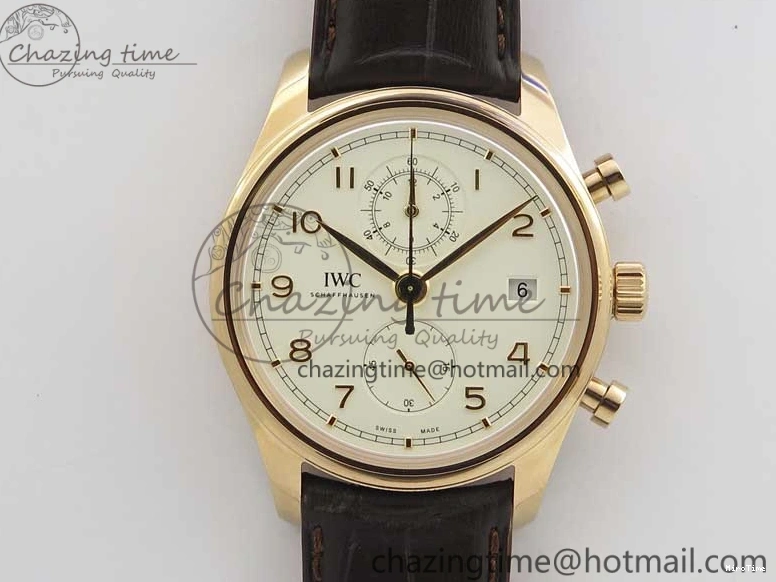 MIROTIME 0321 Lightweight Portugieser Chrono  42 IW390406 RG ZF 1:1 Best Edition White Dial on Brown Leather Strap A 7123